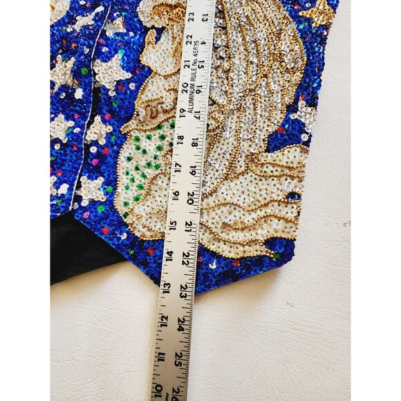 Vintage Bali Gem  Sequin Vest Button Up Christmas Angel Holiday Religious Small - Picture 6 of 7